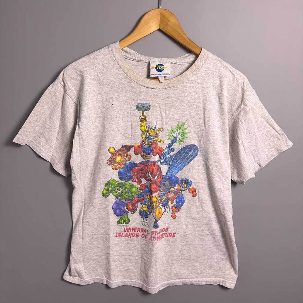 Vintage Marvel T-Shirt Unisex Size Small Universal Studios Gray‎ 90s